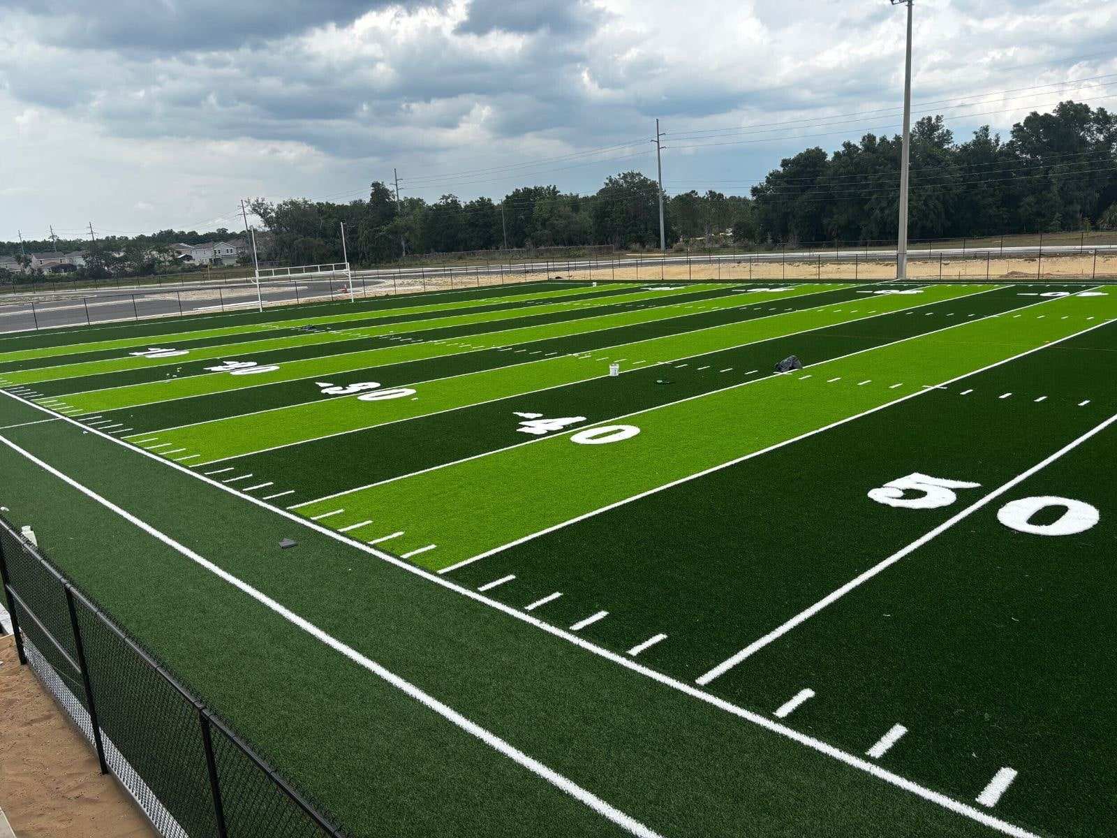 Football field 50-yard line on Speed Zone turf